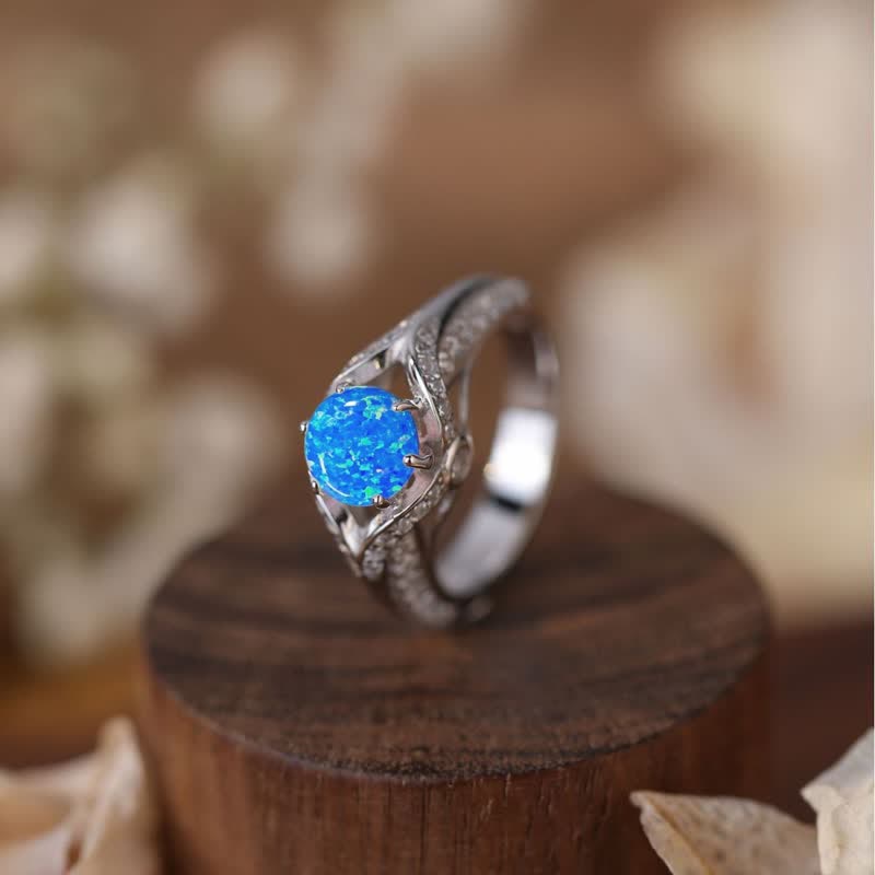 Olivenorma Natural Blue Opal Luxus Ring