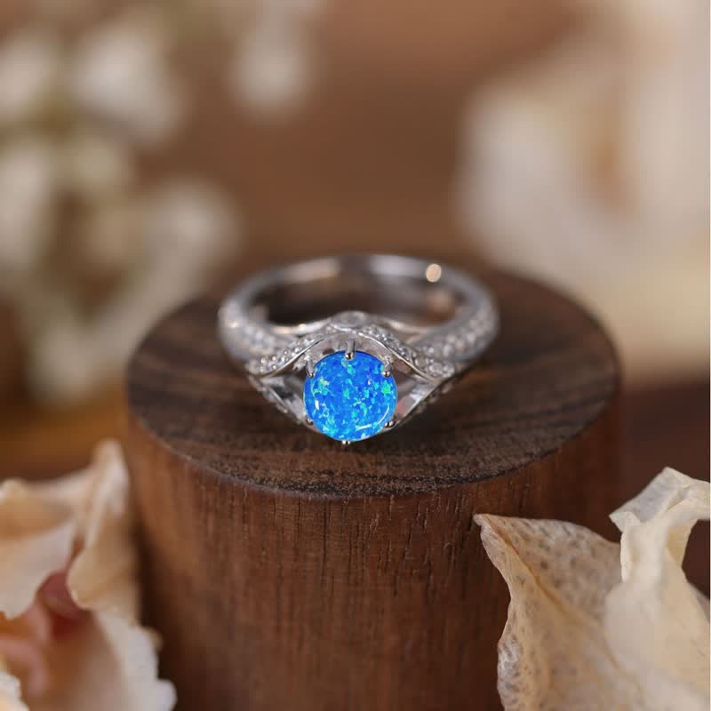 Olivenorma Natural Blue Opal Luxus Ring