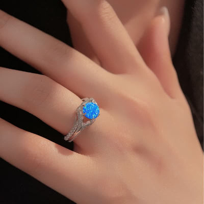 Olivenorma Natural Blue Opal Luxus Ring