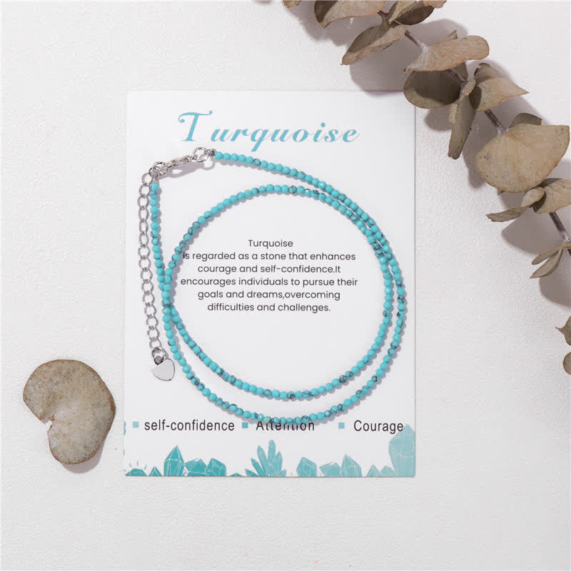 Olivenorma Card Stone Beads Fine Clavicle Necklace