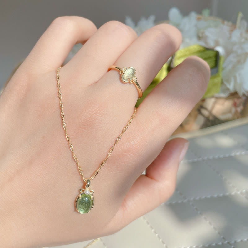 Olivenorma Halskette mit natürlichem Peridot-Ring