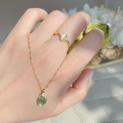 Olivenorma Halskette mit natürlichem Peridot-Ring