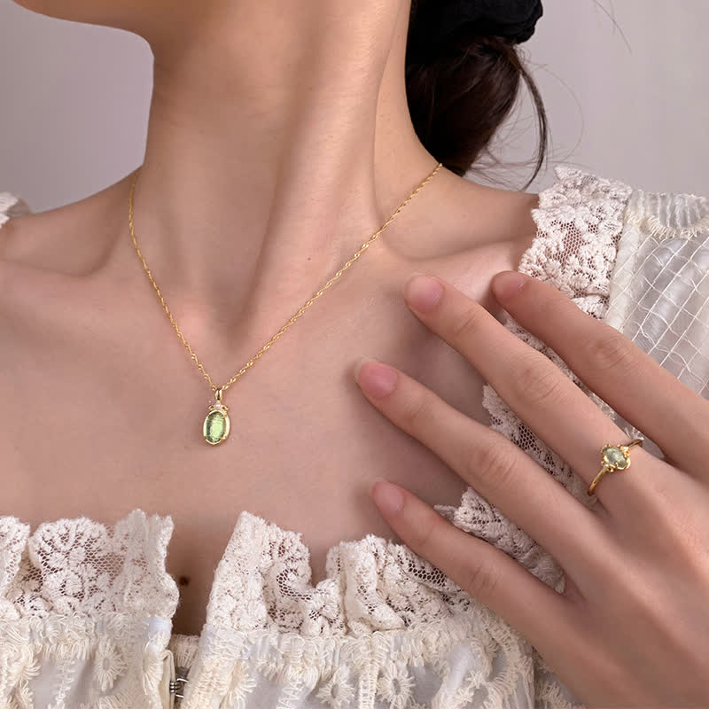 Olivenorma Natural Peridot Ring Necklace