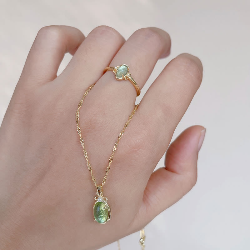 Olivenorma Natural Peridot Ring Necklace