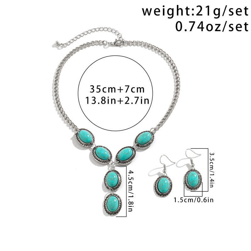 Olivenorma Natural Turquoise Exaggerated Long Pendant Necklace Set