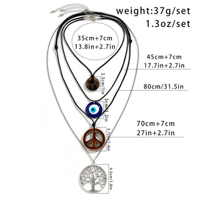 Olivenorma Chakra Baum des Lebens Evil Eye Anhänger Halskette Set