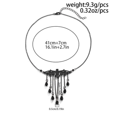 Olivenorma Obsidian Gothic Fledermaus Anhänger Halskette Set