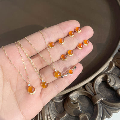 Olivenorma Natural Yellow Agate Schmuckset