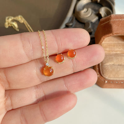 Olivenorma Natural Yellow Agate Schmuckset