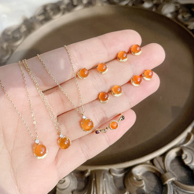 Olivenorma Natural Yellow Agate Schmuckset