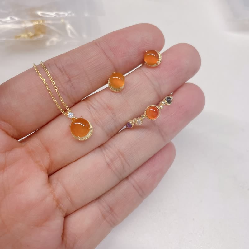 Olivenorma Natural Yellow Agate Schmuckset