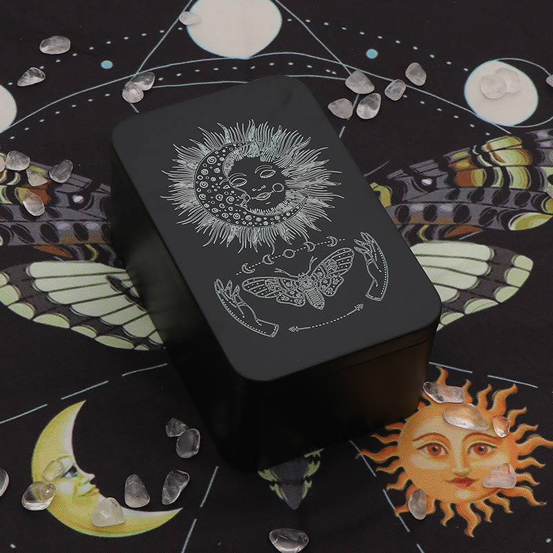 Olivenorma Moth Metal Tarot-Karten Aufbewahrungsbox Wahrsagebox