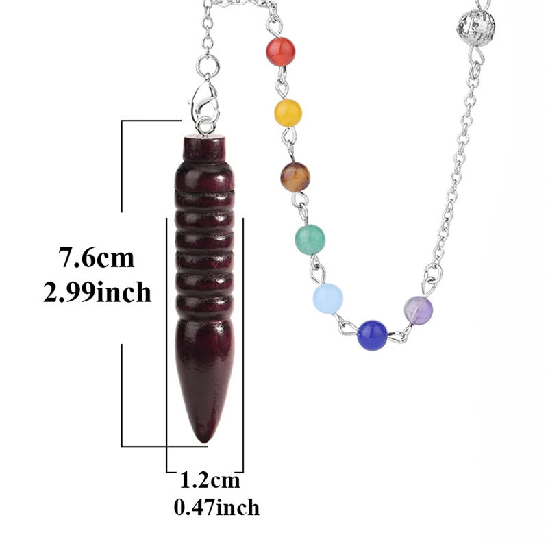 Olivenorma Holztropfen-Heilpendel mit 7 Chakra-Kette 