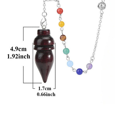 Olivenorma Holztropfen-Heilpendel mit 7 Chakra-Kette 