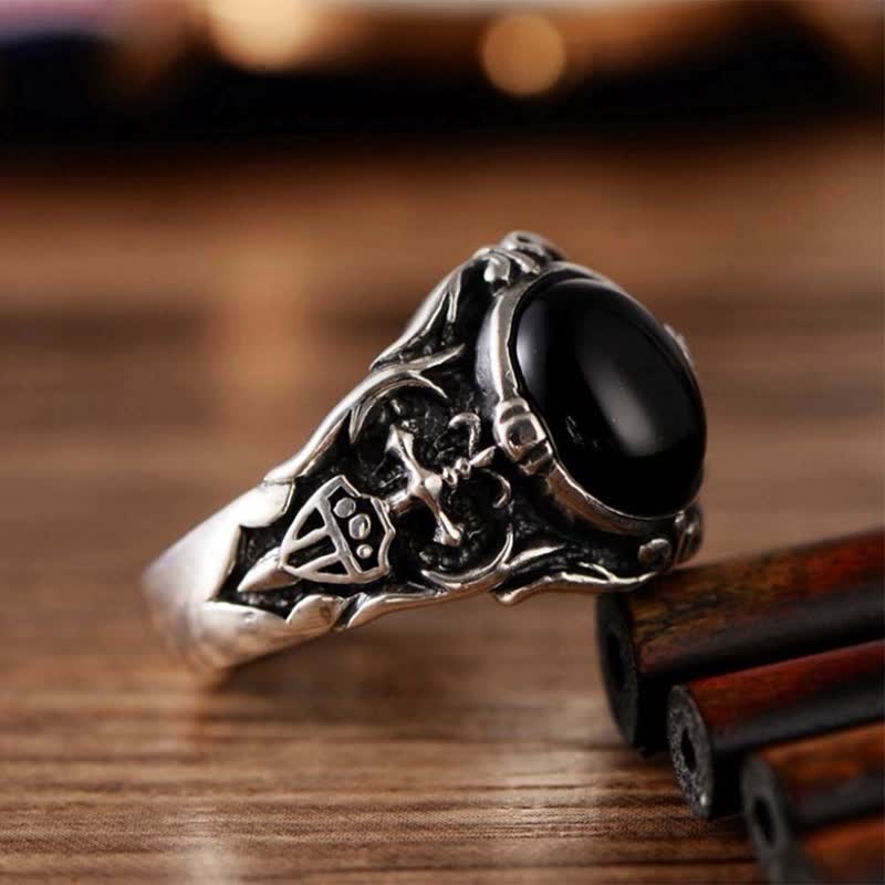 Olivenorma Retro Black Onyx Herren Schmuckring