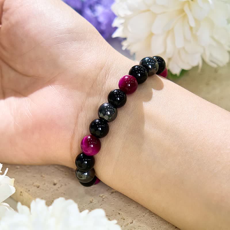 Olivenorma Rose Red Tiger Eye Obsidian Hämatit Perlenarmband