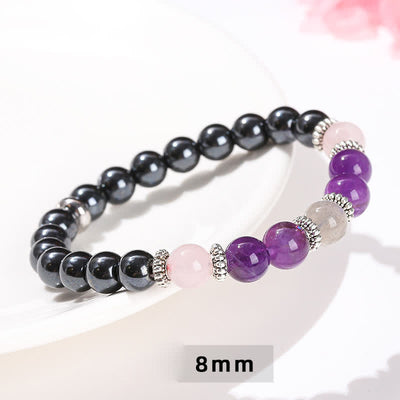 Olivenorma Amethyst Hämatit Rosenquarz Labradorit Perlenarmband