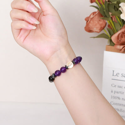 Olivenorma Charoite Obsidian Hämatit klarer Kristall Perlenarmband