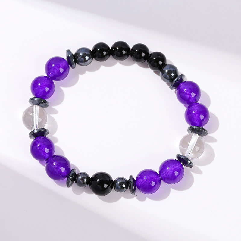 Olivenorma Charoite Obsidian Hämatit klarer Kristall Perlenarmband