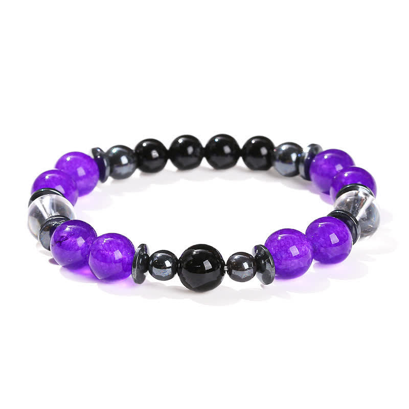 Olivenorma Charoite Obsidian Hämatit klarer Kristall Perlenarmband