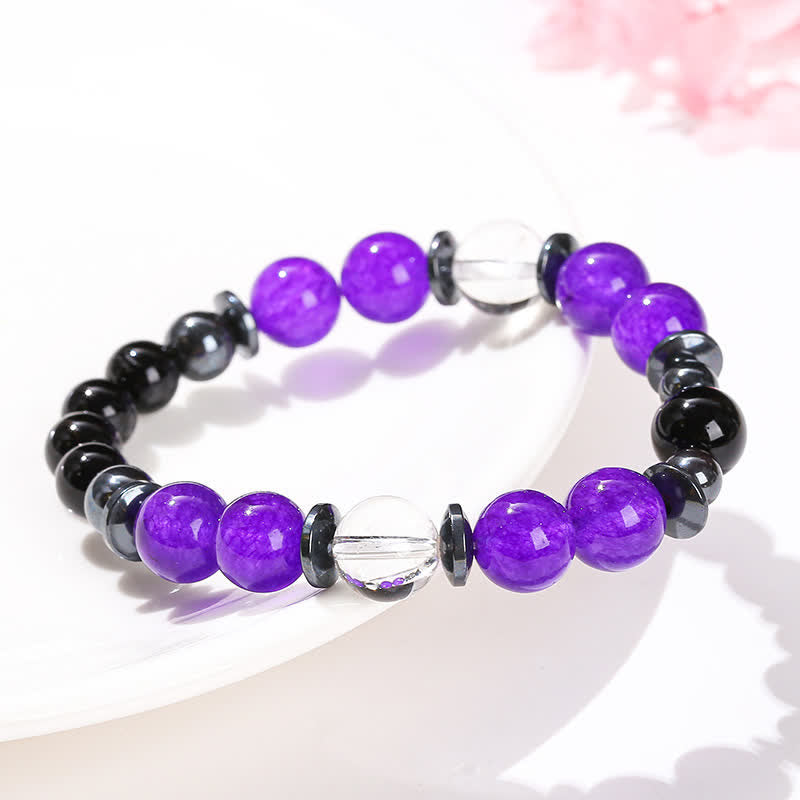 Olivenorma Charoite Obsidian Hämatit klarer Kristall Perlenarmband