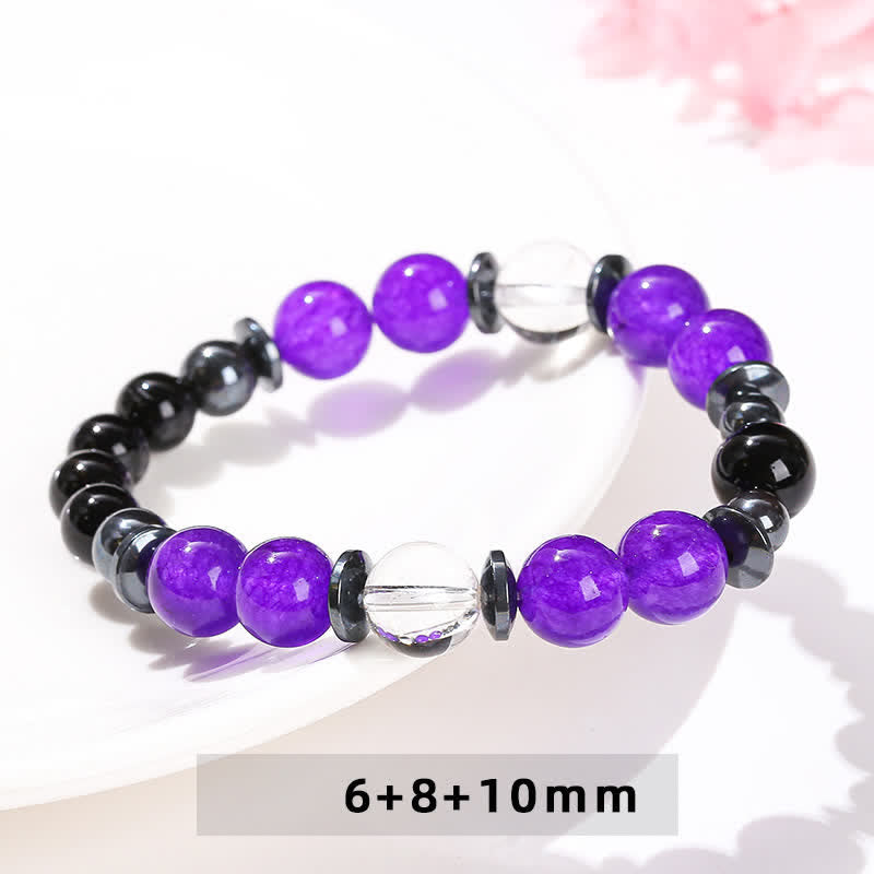 Olivenorma Charoite Obsidian Hämatit klarer Kristall Perlenarmband