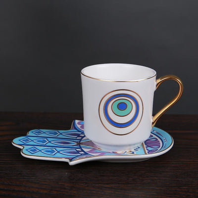 Olivenorma Bohemian Hamsa Hand Becher Tasse mit Untersetzer