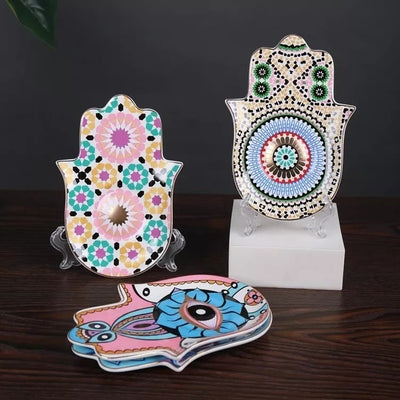 Olivenorma Bohemian Hamsa Hand Becher Tasse mit Untersetzer