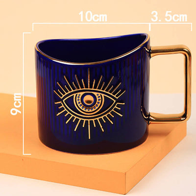 Olivenorma Keramische Auge-Kaffeetasse mit goldenem Griff