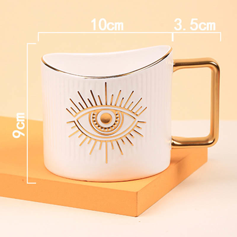 Olivenorma Keramische Auge-Kaffeetasse mit goldenem Griff