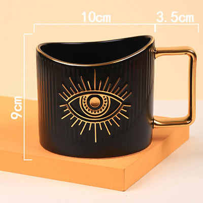 Olivenorma Keramische Auge-Kaffeetasse mit goldenem Griff