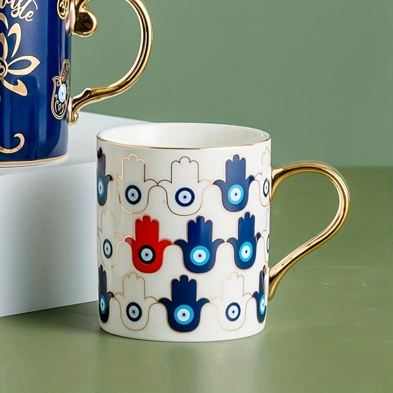 Olivenorma Evil Eye Muster Kaffeetasse Keramiktasse