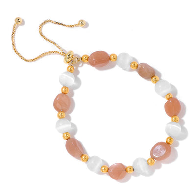 Olivenorma Cat's Eye Stone Natural Irregular Crystal Beaded Bracelet