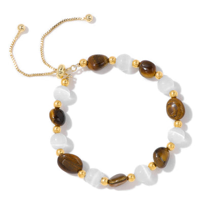 Olivenorma Cat's Eye Stone Natural Irregular Crystal Beaded Bracelet