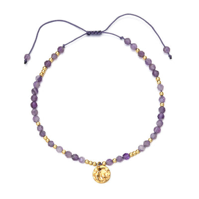 Olivenorma Natural Amethyst Feine Perlen Zugband-Armband 