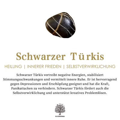 Olivenorma Schwarzer Türkis Edelstahlring 