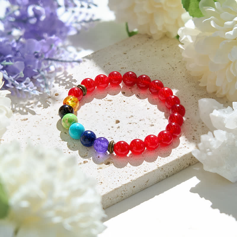 Olivenorma Chakra Rotes Achat-Armband