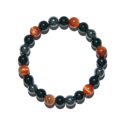 Olivenorma Orange Tiger Eye Obsidian Hematit Perlenarmband 