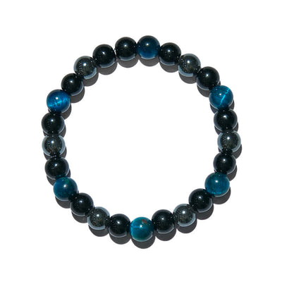 Olivenorma Blauer Tigerauge Obsidian Hämatit Perlenarmband 