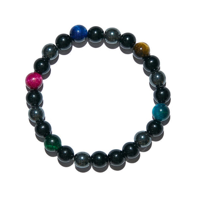 Olivenorma Multicolor Tigerauge Obsidian-Hämatit-Perlenarmband 