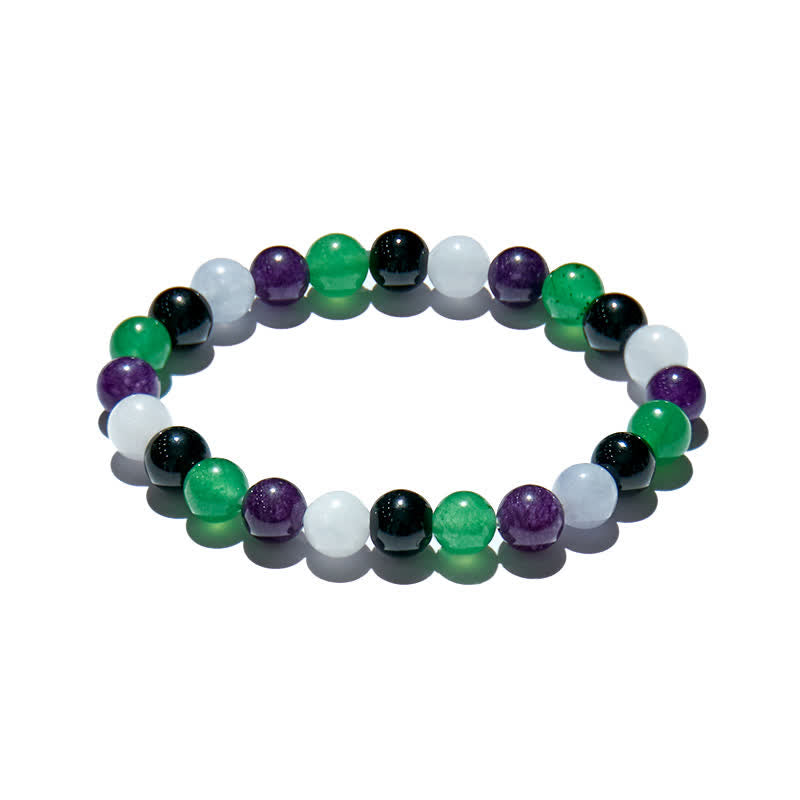 Olivenorma 8mm Mehrfarbiges Naturstein Amethyst Perlenarmband