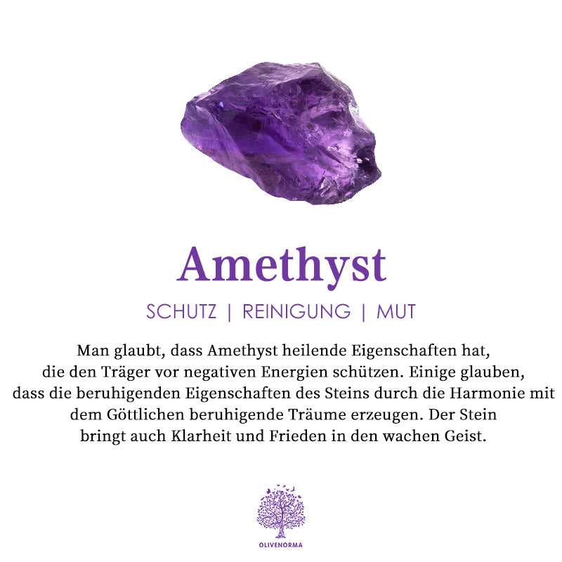 Verstellbarer Heilring mit Stern und Mond aus Amethyst