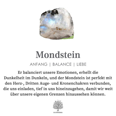 Olivenorma "Du bist helles Mondlicht" - Zarter Mondsteinring