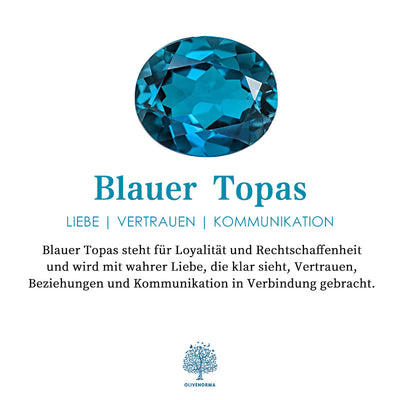 Olivenorma "Sea Blue" Retro Blauer Topas Ring 