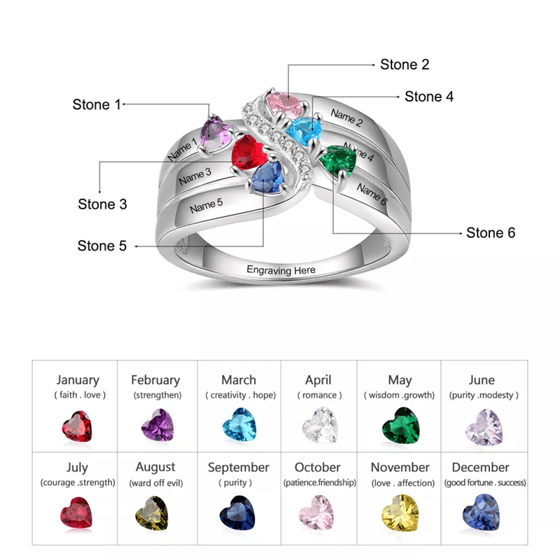 Olivenorma 925 Sterling Silber Geburtsstein personalisierter Namensring