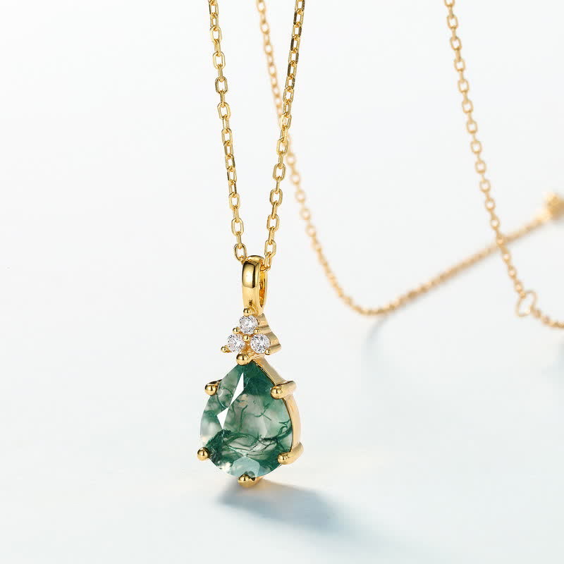 Olivenorma Golden Moss Achat Wassertropfen Schmuckset - image 2