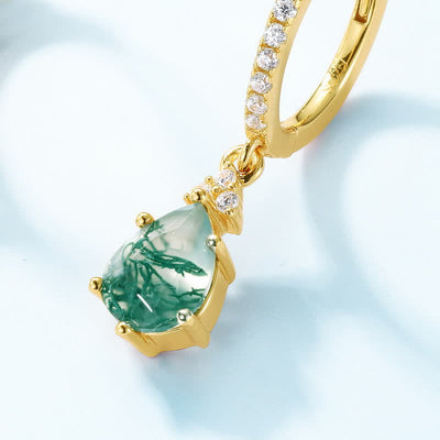 Olivenorma Golden Moss Achat Wassertropfen Schmuckset - image 11