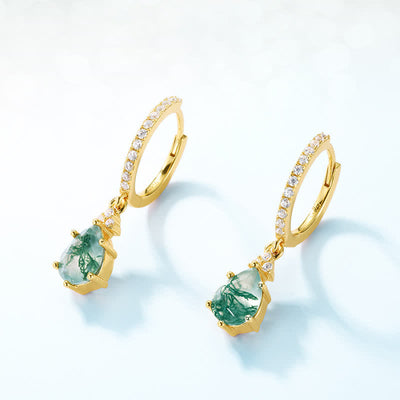 Olivenorma Golden Moss Achat Wassertropfen Schmuckset