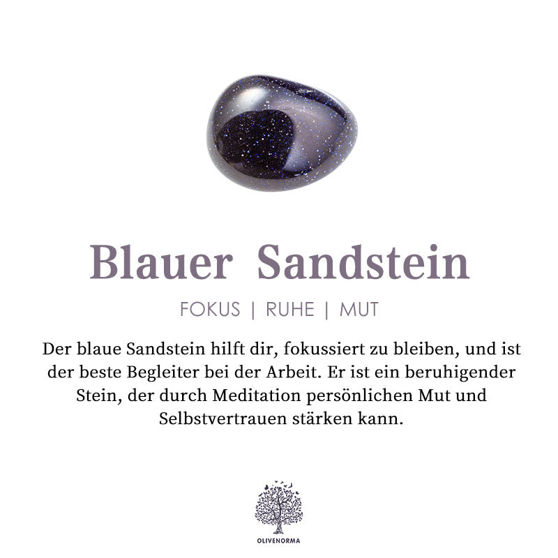 Olivenorma Blauer Sandstein Weißer Zirkon Doppelte Reihe Kronenring