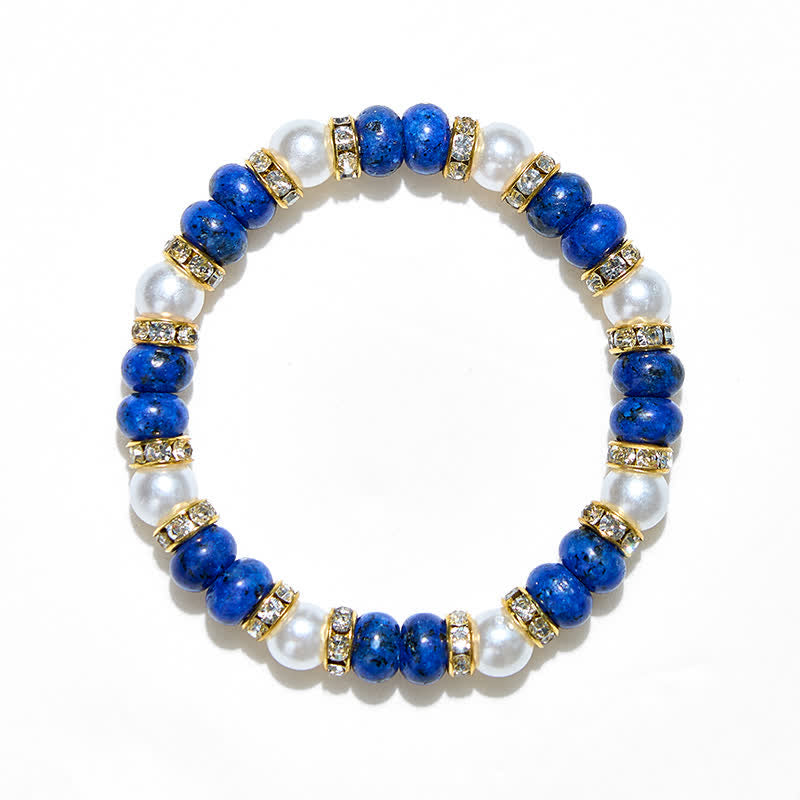 Olivenorma Damen-Armband mit natürlichem Süßwasserperle und Lapislazuli